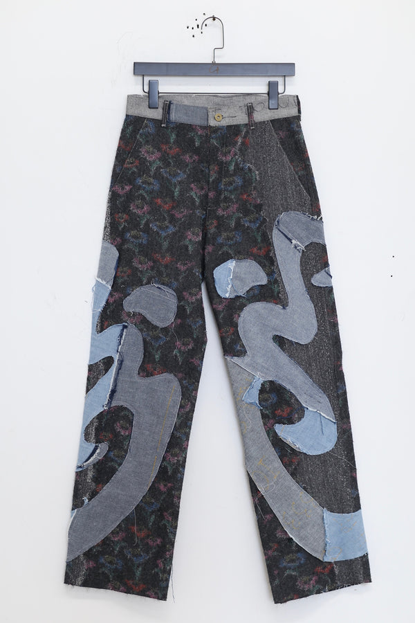 Vitelli embroidered silk (flower) loose jeans PFW23_VIT023